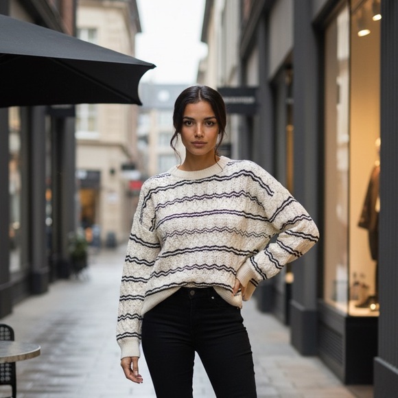 Vero Moda Sweaters - Striped Cream and Black Sweater! Vera Moda brand! Super sharp staple!